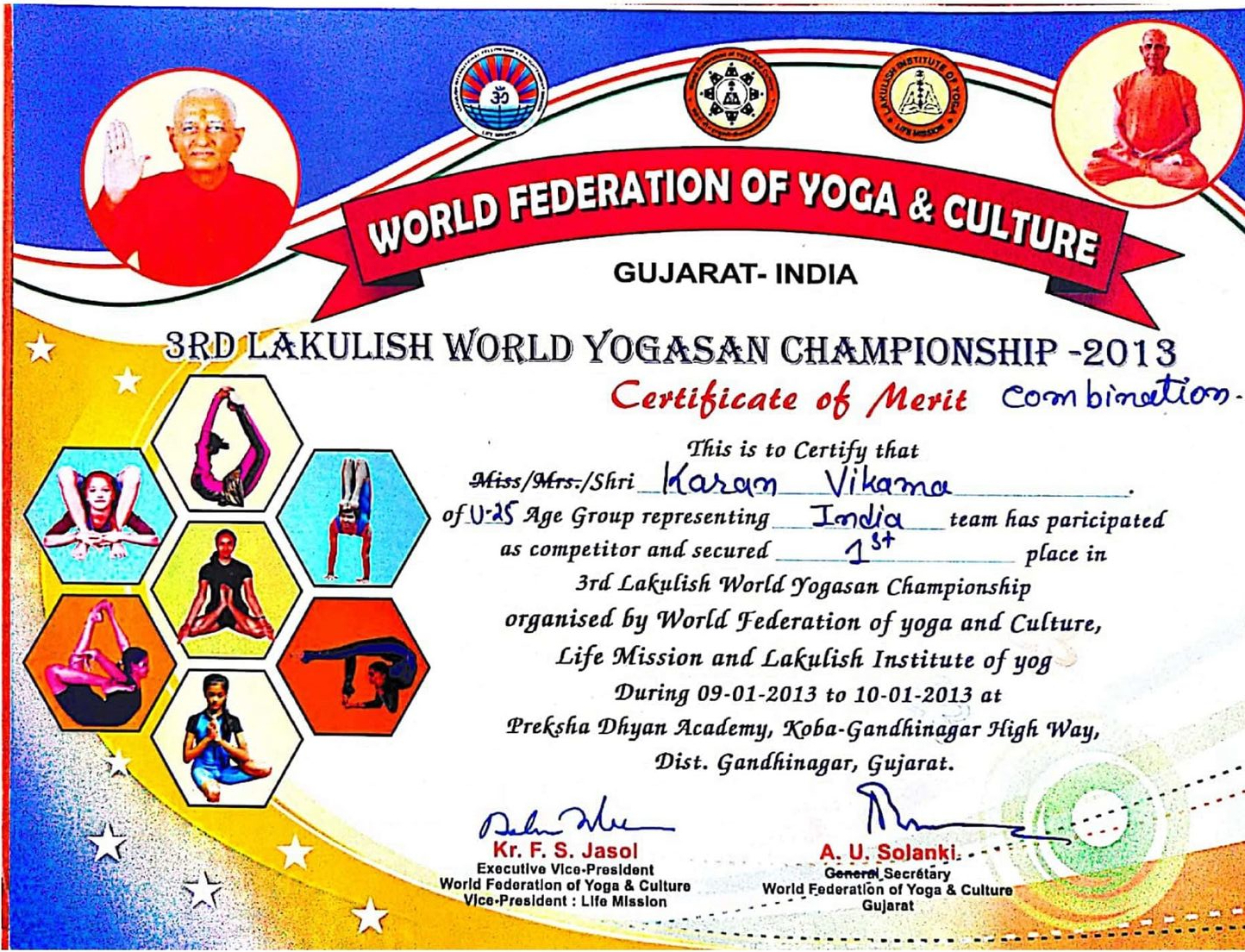 Karan Vikama Yoga Certificate